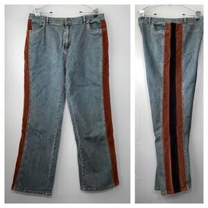 Route 66 Fits Size 13 14 Corduroy Stripe Denim Blue Jeans Y2K Baggy Festival